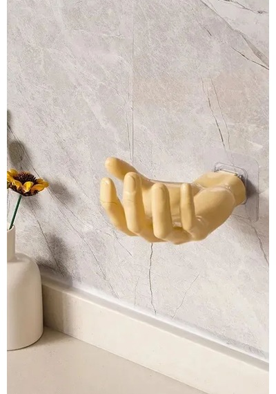 El Şeklinde Askı Kulaklık Banyo Mutfak Askısı 10 Cm 1 Mt Nano Bant Hediyeli Dekor Askı Beyaz