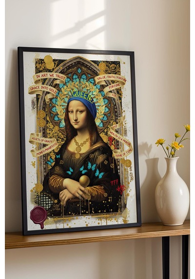 Leonardo Da Vinci Mona Lisa Çerçeveli Tablo Giyinme Odası Makyaj Masası Arkası Dekoru Street Art