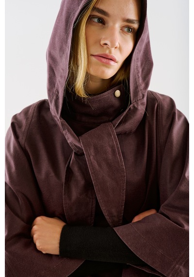 Manuka Kaplamalı Kumaş Kapüşonlu Pelerin Bordo Aw26trc00002-26