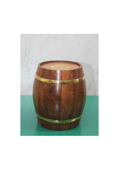 2 Adet Pirinç Ahşap Fıçı Kumbara 1996 Model, Fıçı Formu, Masaüstü Para Kutusu, Piggy Bank Money Box