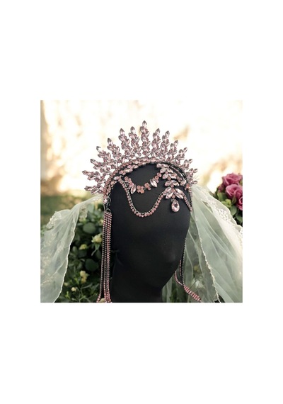 Alınlıklı Taç Büyük Gelin,kına,nişan,söz,after,bride,party Taç Pembe - 694987365 Pembe