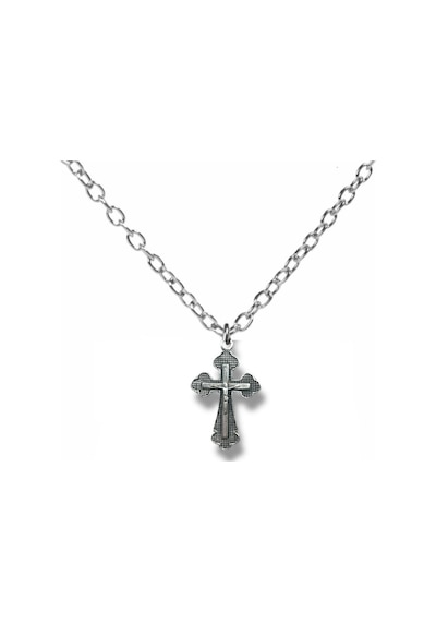 Antik Tasarım Haç Figürlü Unisex Kolye 60 Cm Zincirli, Zamak Metal Vintage Dini Temalı Takı Çok renkli