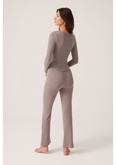 Los Ojos X Ece Vizon Modal Kumaşlı Uzun Kollu Eşofmanlı Pijama Takımı Ribbed Pj2 Vizon Vizon