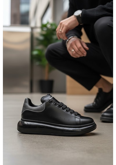 Enoch Erkek Alex Model Jel Taban Sneaker Oversize Kalın Ve Parlak Tabanlı Lüks Sokak Modeli Siyah - Füme Enoch Erkek Alex Model Jel Taban Sneaker Oversize Kalın Ve Parlak Tabanlı Lüks Sokak Modeli Siyah - Füme