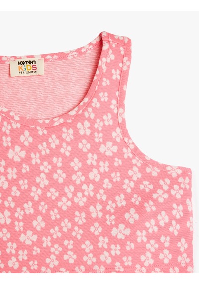 Koton Bisiklet Yaka Kolsuz Çiçek Baskılı Crop Atlet Pembe Desenli 5skg30002ak Pembe Desenli Pembe