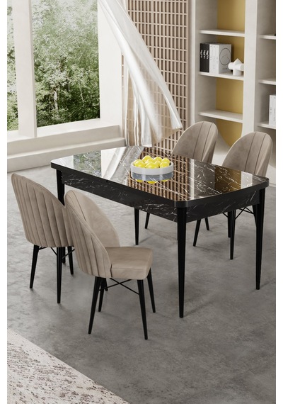 Canisa Gale Serisi 80x132 Açılabilir Lak Panel Siyah Mermer Desen Mutfak Masa Takımı 4 Cappucino Sandalye Siyah Mermer Desen Masa, Cappucino Sandalye Canisa Gale Serisi 80x132 Açılabilir Lak Panel Siyah Mermer Desen Mutfak Masa Takımı 4 Cappucino Sandalye Siyah Mermer Desen Masa, Cappucino Sandalye