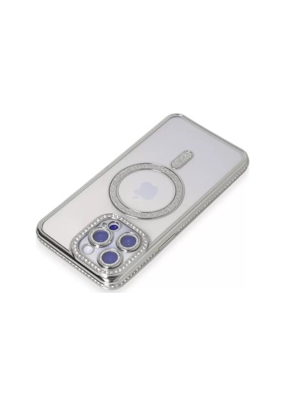 Newface Apple İphone 15 Pro Kılıf Joke Simli Magneticsafe Kılıf - Gümüş