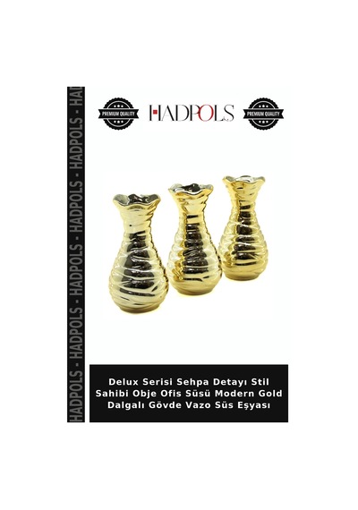 Delux Serisi Sehpa Detayı Stil Sahibi Obje Ofis Süsü Modern Gold Dalgalı Gövde Vazo Süs Eşyası
