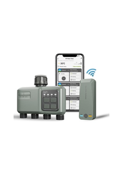 4 Çıkışlı Akıllı Wi-fi & Rf Bahçe Sulama Zamanlayıcısı 4 Bağımsız Bölge Kontrolü, Uzaktan Mobil Kontrol, Ipx5 Su Geçirmezlik, 500m Rf Menzil, Otomatik Programlama