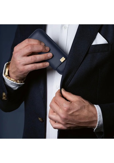 Davidoff Iconic Seri Deri Puro Kılıfı Lacivert Gold 3lüi 64 Ring