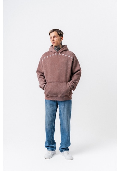 Respire Erkek Muse Baskılı Yıkamalı Kapüşonlu Oversize Hoodie Kakao Kahverengi