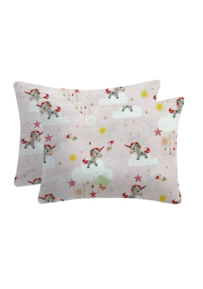Flanel Pazen Fermuarlı Bebek Yastık Kılıfı 35x45 2 Adet Pembe