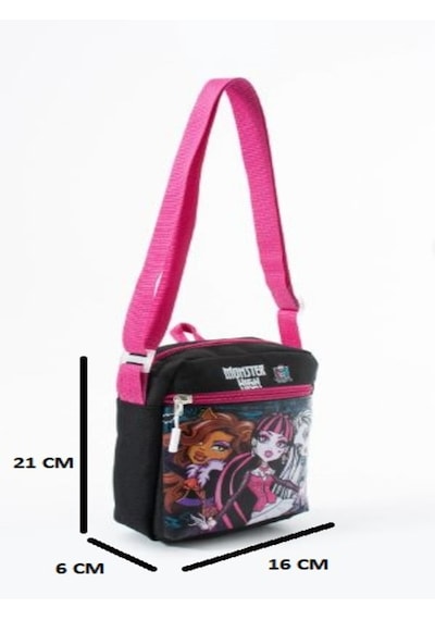 Trg Polo Monsterhigh Draculaura Çocuk Omuz Çantası 3 Bölmeli Su Geçirmez Kumaş 21 16 6 Cm Siyah - Siyah