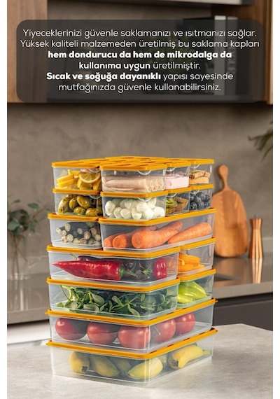 Vienev 20li Buzdolabı Organizer Ve Saklama Kabı Turuncu 12x 350ml 4x 1,75lt 2x 1,65lt 2x 3,5lt