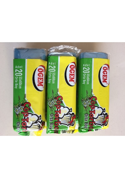 Ögem Orta Boy Çöp Poşeti Mavi Renk 55 60 20li Çöp Torbası 4 Adet