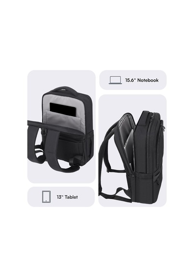 Office Eco Mce-1213 Çevre Dostu 16 İnç Su İtici Laptop Sırt Çantası, Usb Şarj Portlu Bilgisayar Ve Notebook Çantası, Kadın Erkek Bilgisayar İş Çantası, Üniversite Okul Çantası, Siyah