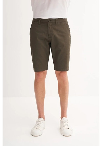 Cazador Slim Fit Bermuda Kısa Dar Paça Şort 6015 Haki