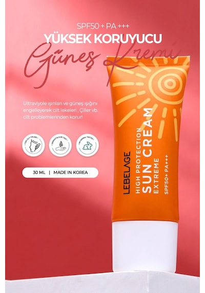 Lebelage Nemlendirici ve Yüksek Korumalı Extreme Güneş Kremi Lebelage Long Lasting Spf 50 + Pa +++
