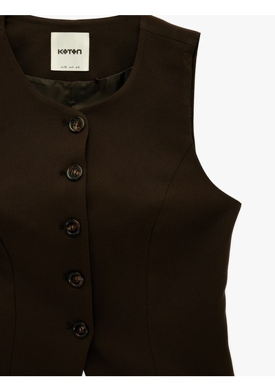 Koton Viskon Karışımlı Düğmeli Bisiklet Yaka Slim Fit Kolsuz Yelek Kahverengi 6sak20027pw Kahve Koton Viskon Karışımlı Düğmeli Bisiklet Yaka Slim Fit Kolsuz Yelek Kahverengi 6sak20027pw Kahve