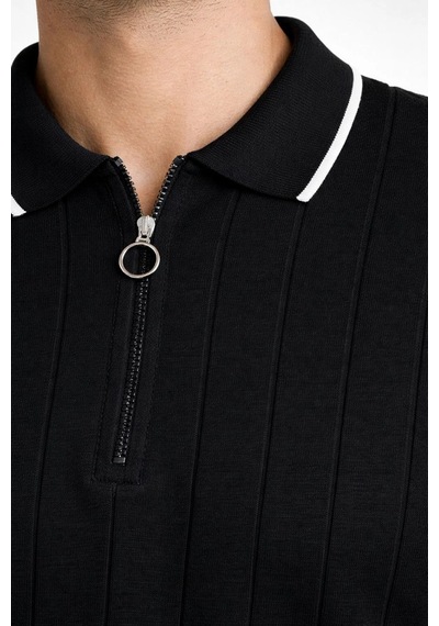 Barlashive Erkek Yazlık Dokuma Triko Tişört Fermuarlı Polo Yaka Kısa Kol T-shirt - Siyah Çok Renkli Barlashive Erkek Yazlık Dokuma Triko Tişört Fermuarlı Polo Yaka Kısa Kol T-shirt - Siyah Çok Renkli