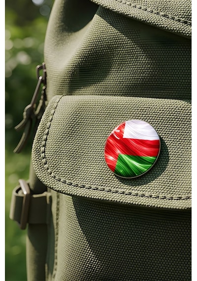UMMan Oman Abstract Ülke Bayraklı Buton Rozet - 44 MM 5 Adet Çok Renkli