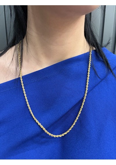 22 Ayar Altın Kaplama Halat Zincir 60 Cm 4 Mm