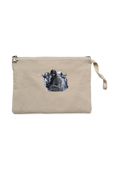 Call Of Duty Three Warriors Krem Clutch Cüzdan / El Çantası Krem
