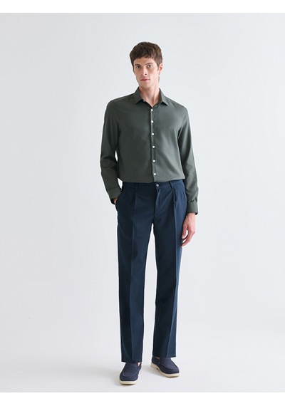 Lcw Busıness Haki Slim Fit Uzun Kollu Armürlü Erkek Gömlek