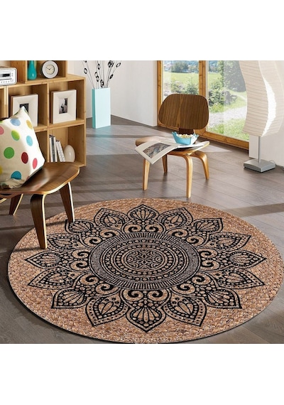 Jüt Yuvarlak Hasır Halı Yolluk Salon Oda Mutfak Halısı Ks-1065