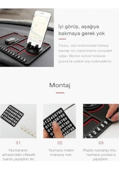 Araç İçi Telefon Tutucu Vakumlu Araba Telefon Tutucu Araba Numaratör, 360 Döner Başlık, Vakumlu Oto Telefon Tutucu
