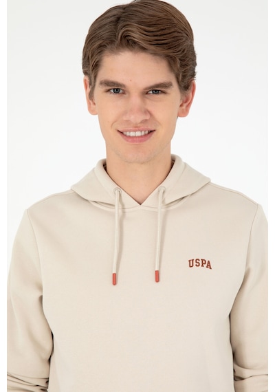 U.S. Polo Assn. Erkek Kapüşonlu Taş Basic Şardonlu Sweatshirt 50295176-VR049