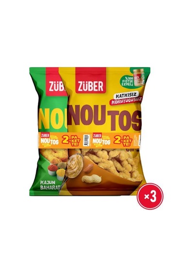 Noutos %100 Yer Fıstığı Ezmeli 55g X 3 Adet + Kajun Baharatlı 55g X 3 Adet Nohut Cipsi