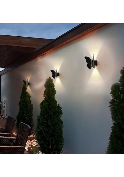 3 Adet Elektrikle Çalışır, 6 Watt Gün Işığı Ledli Kelebek Duvar Aplik İç Ve Dış Mekan Ip65 Aplik Gün Işığı - Sarı
