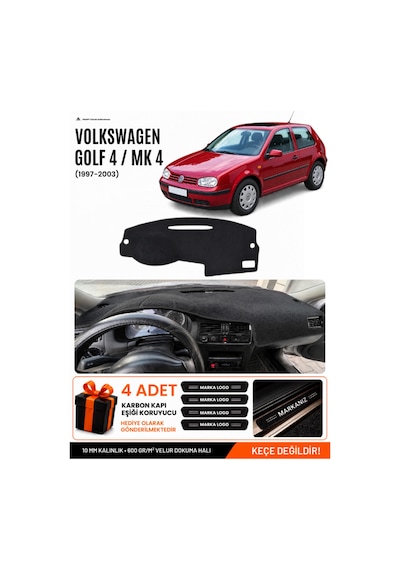 Volkswagen Golf 4 Mk4 1997-2003 Uyumlu Torpido Örtüsü, Torpido Kılıfı - Siyah