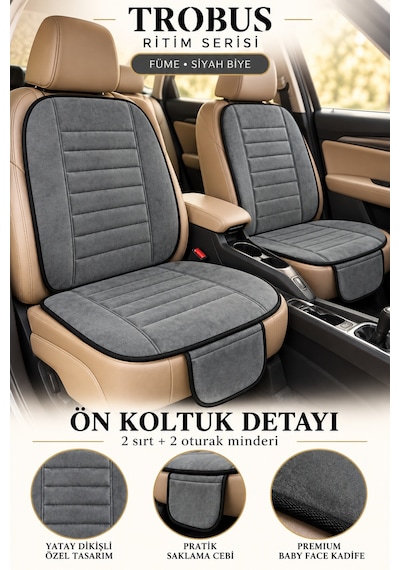 Trobus Ritim Nissan Qashqai 2007-2013 Baby Face 5'li Koltuk Minderi Füme Siyah