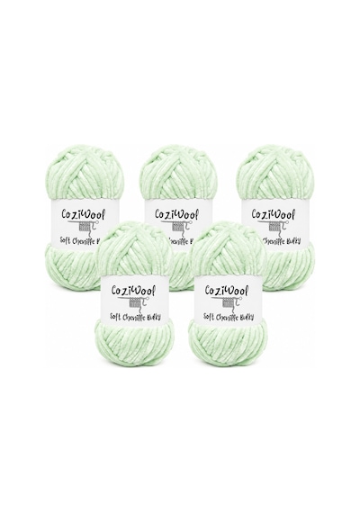 Kadife İp Soft Chenille Bulky 5'li Paket 5x100 Gr 120 Mt El Örgü İpi Mint - 875823131