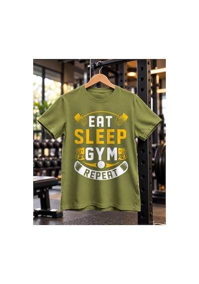 Segungear Eatsleep Erkek Regular Fit Baskılı Spor Tişört Haki - 931640635 Haki
