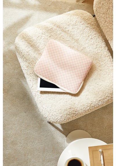 Ocean Home Textile Su İtici Leke Tutmaz Pembe Dama Desen Tablet Taşıma Çantası / Kılıfı 27 X 21 X 2 Cm Tablet Kılıfı