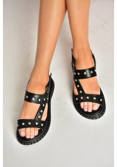 Fox Shoess610576609 Siyah Kalın Tabanlı Kadın Sandalet Siyah