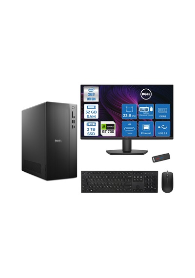 Dell Tower Essential QVT1260 BTO-01400725F14 i7-14700 32 GB 2 TB SSD GT730 23.8" Free Dos Masaüstü Bilgisayar + USB Bellek