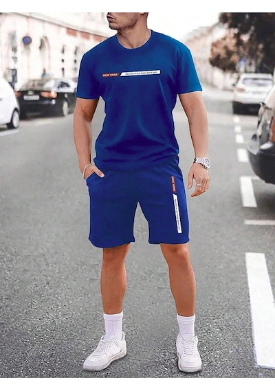 Newyork Çizgi T-shirt Şort - Saxs Alt Üst Kombin Şort Tişört Takım Baskılı Oversize Bisiklet Yaka Lacivert Newyork Çizgi T-shirt Şort - Saxs Alt Üst Kombin Şort Tişört Takım Baskılı Oversize Bisiklet Yaka Lacivert