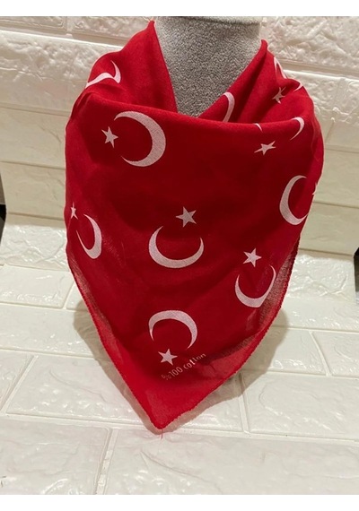 Herşey Nota Kırmızı Ay Yıldız Türk Bayrağı Fular - Bandana - 23 N Çok Renkli