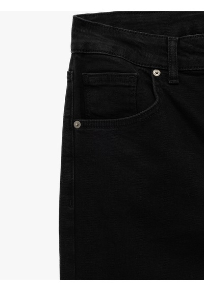 Koton Normal Bel Pamuklu Straight Fit Jean Pantolon - Mark Jean Siyah 6wam40022nd Siyah