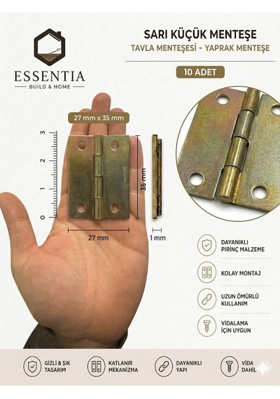 27x35 Mm Metal Yaprak Menteşe Mini Kutu Ve Tavla İçin 10 Adet Korm