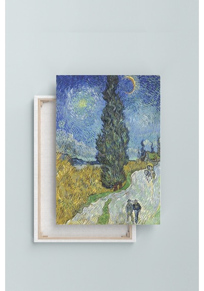 Vincent van Gogh Selvili ve Yıldızlı Yol Road with Cypress and Star  (8 Farklı Ölçü) 120 x 80
