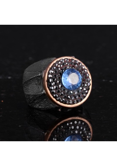 Gerçek Doğal Mavi Topaz Taş Yüzük - Sultan Yüzüğü - 925 Ayar Gümüş Yüzük Gümüş