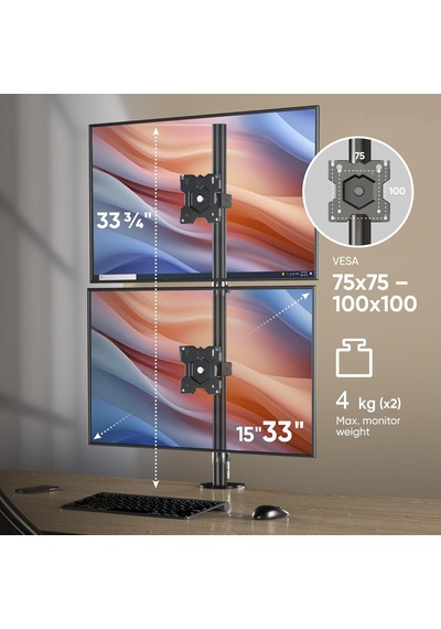 Lexroo Masa Üstü Çift Monitör Standı, 15" - 33" Uyumlu, Vesa, Z002