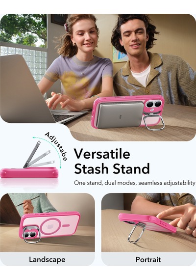 Esr Apple Uyumlu iPhone 17 Classic Hybrid Magsafe Standlı Kılıf-kamera Kontrol Buton - Pembe Pembe
