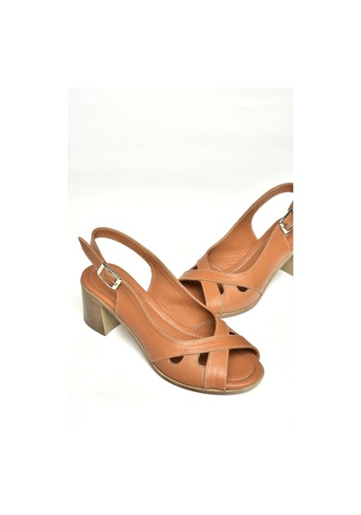Fox Shoes P555454203 Taba Hakiki Deri Kalın Topuklu Kadın Ayakkabı Taba-hakiki Deri Taba