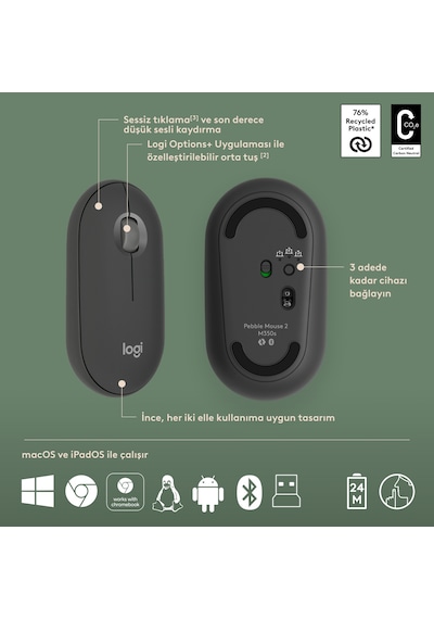 Logitech Pebble 2 Combo 920-012245 Klavye Mouse Seti